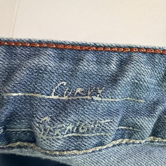 Eddie Bauer womens tall 14 curvy Straight Stretch Acid Wash Denim Blue Jeans - Picture 9 of 11